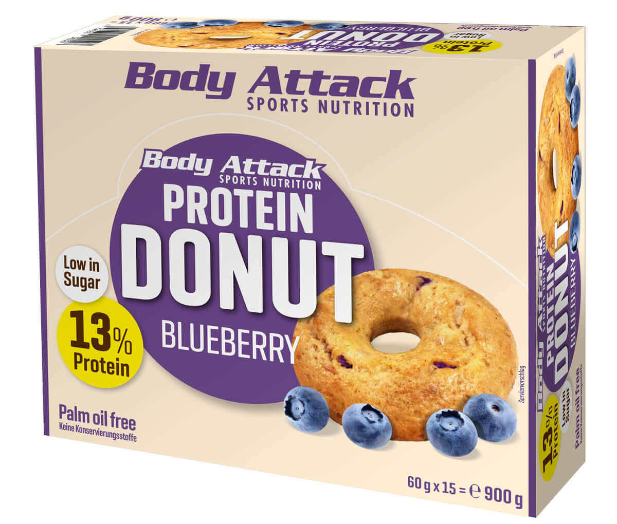 Protein donut 60g Myrtille Body Attack Sports Nutrition