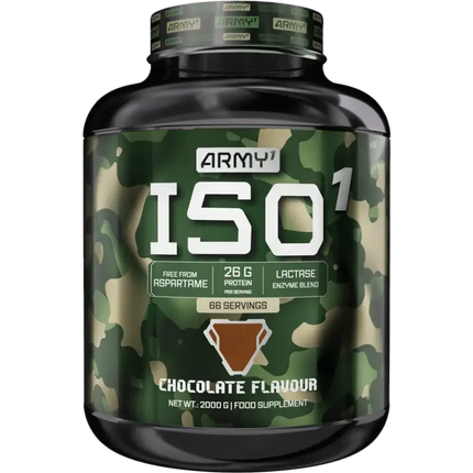 ISO 1  2000g Chocolat Army1 – Isolat protéique ultra-filtré, riche en BCAA et faible en lactose, idéal pour les sportifs