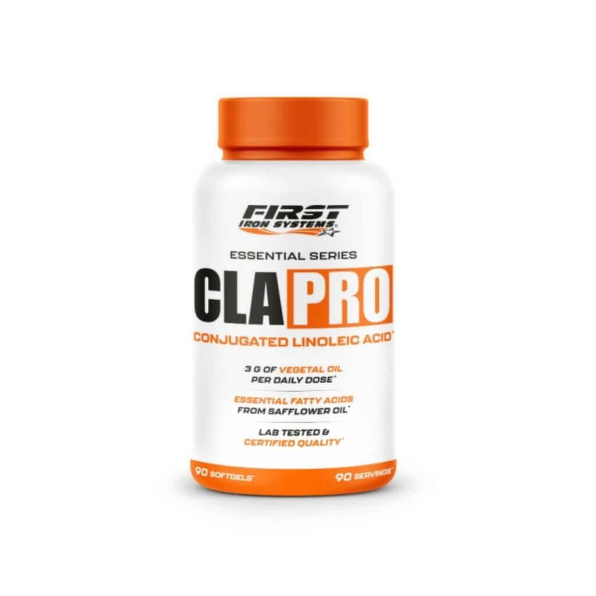 CLA Pro 60 Gélules - First Iron Systems | Complément alimentaire à base d'acide linoléique conjugué (CLA) issu de l'huile de carthame. Aide à la gestion des graisses, au métabolique et au maintien d'un poids stable.