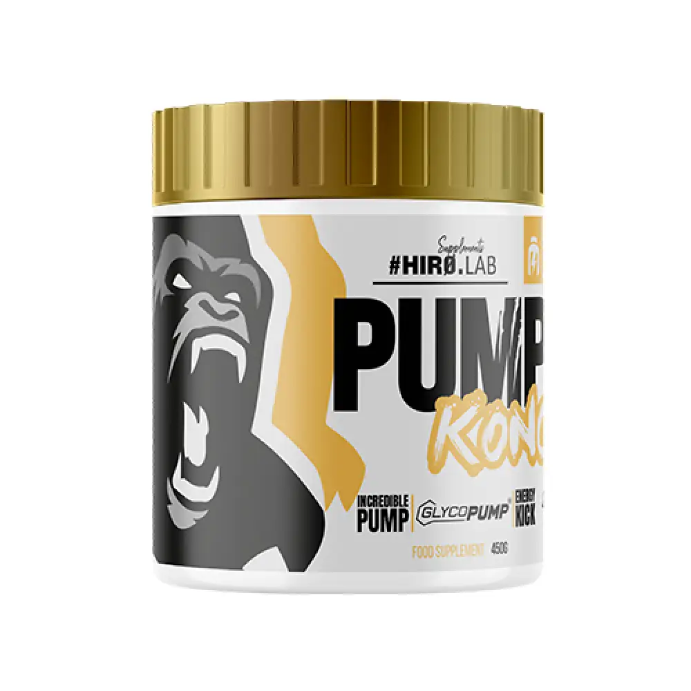 Pump Kong 450g - Hiro.Lab | Pré-workout avancé enrichi pour une congestion musculaire maximale, boost d'énergie et endurance prolongée. Formule GlycoPump®e en bêta-alanine, caféine et citrulline