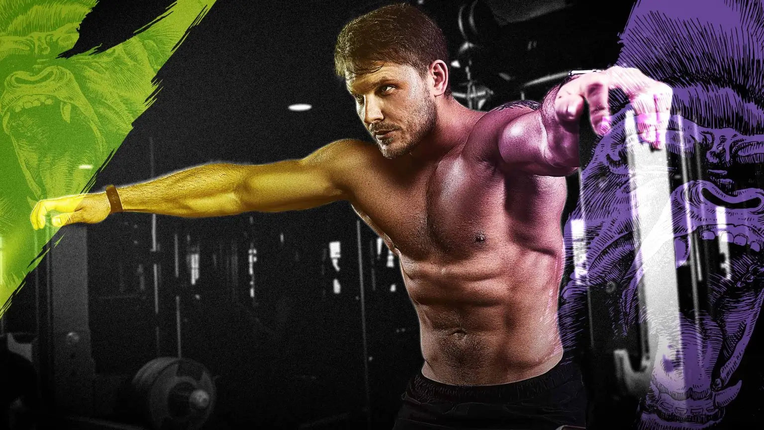 Athlète en pleine séance de musculation avec le Shaker Mass Kong Hiro.Lab, intensité et préparation physique au top