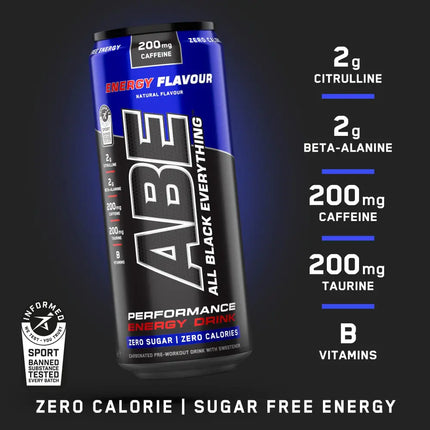 ABE Drink Pre-Workout 330ml Applied Nutrition saveur Energy - Boisson énergisante avec caféine, citrulline et bêta-alanine