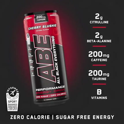 ABE Drink Pre-Workout 330ml Applied Nutrition saveur Cherry Slushie - Boisson pré-workout goût cerise glacée