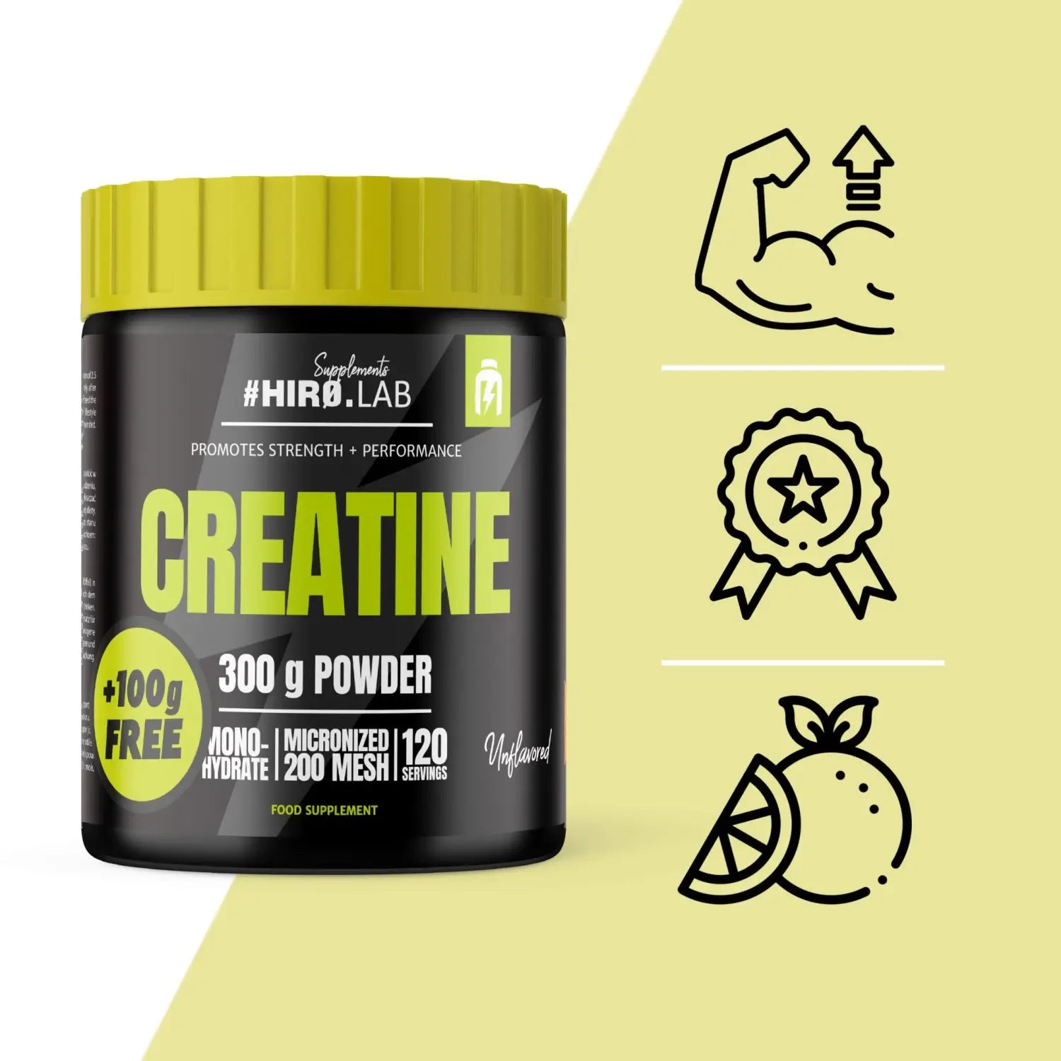 créatine monohydrate hiro lab 300g sans arôme avec taurine musculation performance