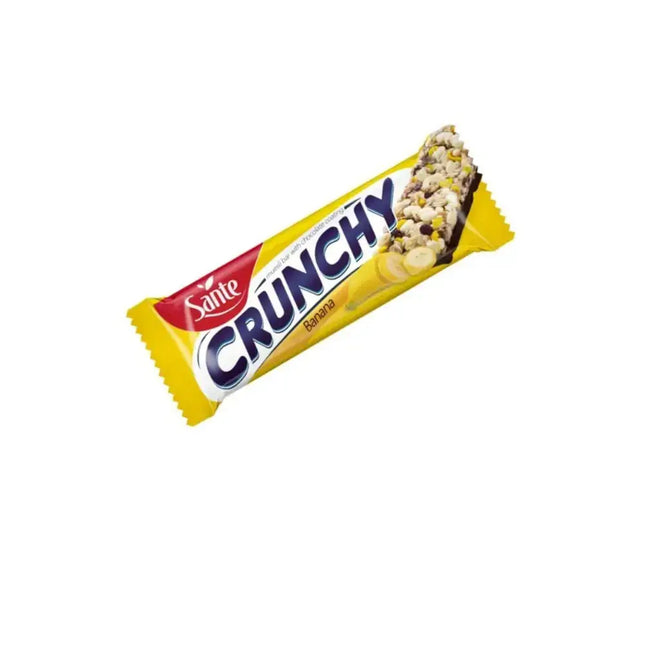 Barre Crunchy Sante saveur banane avec enrobage chocolaté, parfaite pour une pause gourmande et énergétique