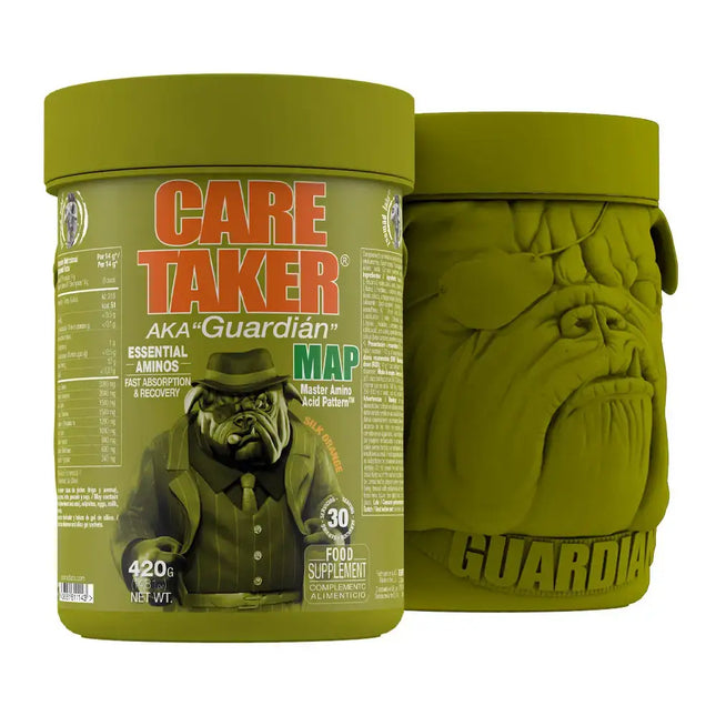 Conteneur vert de supplément d’acides aminés avec bulldog design pour CARETAKER MAP 450g
