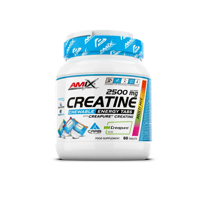 Amix Performance Créatine Creapure® 2500 mg à mâcher – pot 60 comprimés masticables Chewable Tabs avec Tri-Flow™ pour énergie et récupération musculaire