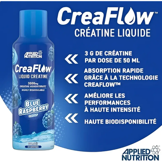 Bienfaits de la créatine CreaFlow Blue Raspberry – absorption rapide et haute biodisponibilité