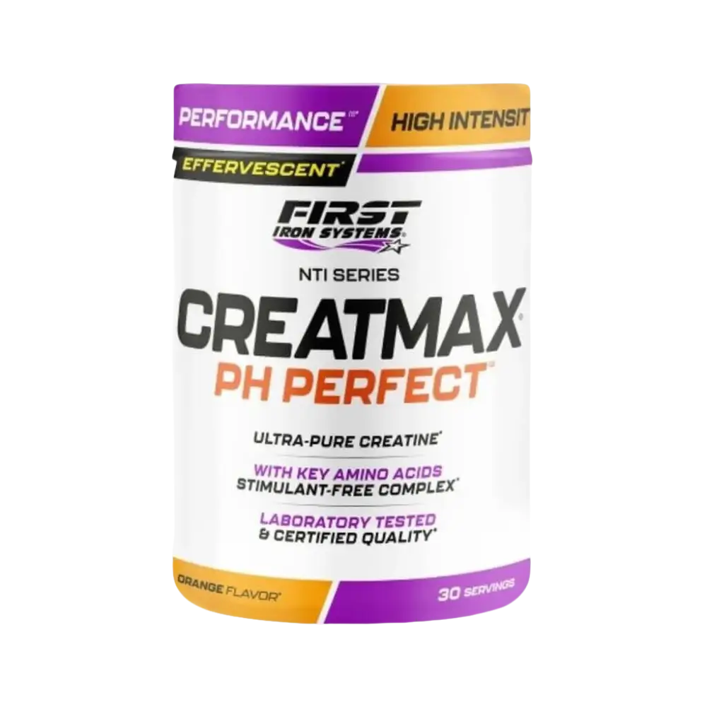 Creatmax pH Perfect Saveur Orange - First Iron Systems | Complément alimentaire effervescent à base de créatine ultra-pure, BCAA, taurine et acides aminés avancés. Optimise la performance, la récupération et l'absorption.