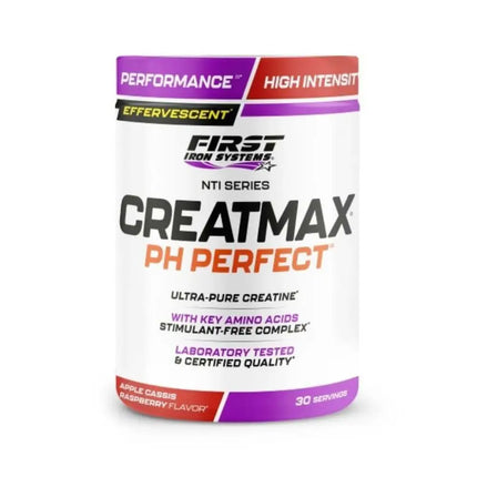 Creatmax pH Perfect Saveur Pomme Cassis Framboise - First Iron Systems | Complément alimentaire effervescent à base de créatine ultra-pure, BCAA, taurine et acides aminés avancés. Optimise la performance, la récupération et l'absorption.