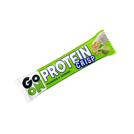 GO ON Protein Bar Crisp Pistache Cookies 45g – Barre protéinée croustillante, saveur pistache, enrichie en WPC 80, idéale pour la récupération musculaire