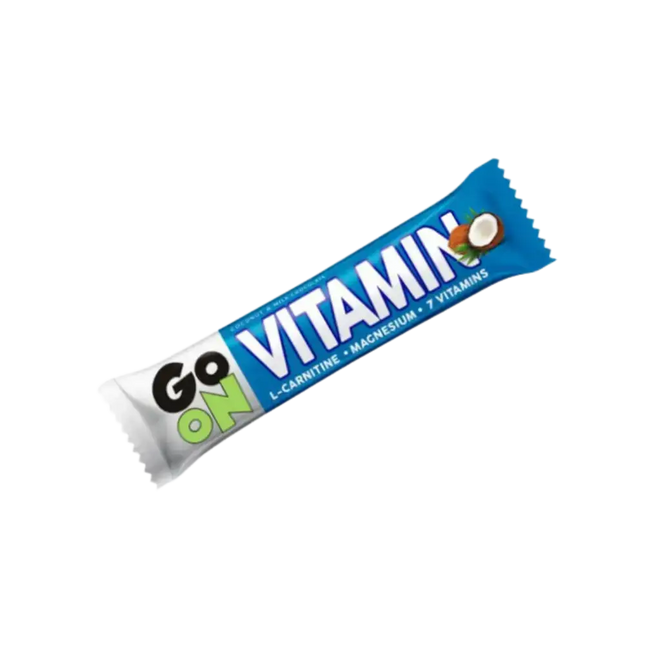 GO ON Vitamin Bar Coconut 50g – Barre énergétique enrichie en L-carnitine, magnésium et 7 vitamines, idéale pour un boost d'énergie naturelle