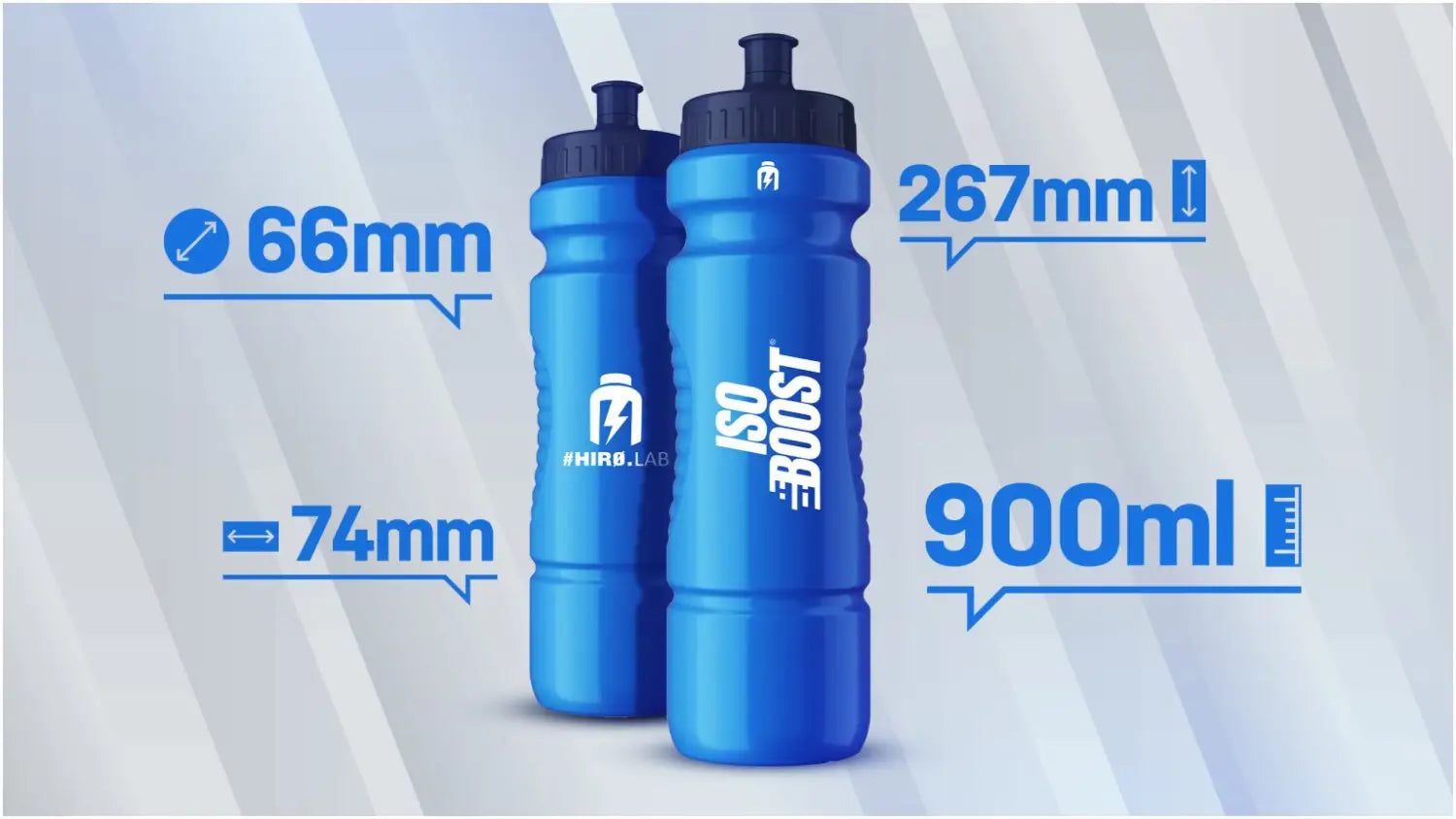 Gourde de sport 900ml Hiro Lab Iso Boost - bouteille ergonomique avec bouchon sport, idéale pour l'hydratation pendant l'entraînement