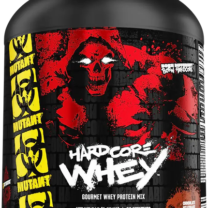 Conteneur noir en plastique de mutant hardcore whey 2270g avec absorption ultra-rapide et enzymes digestives ajoutées