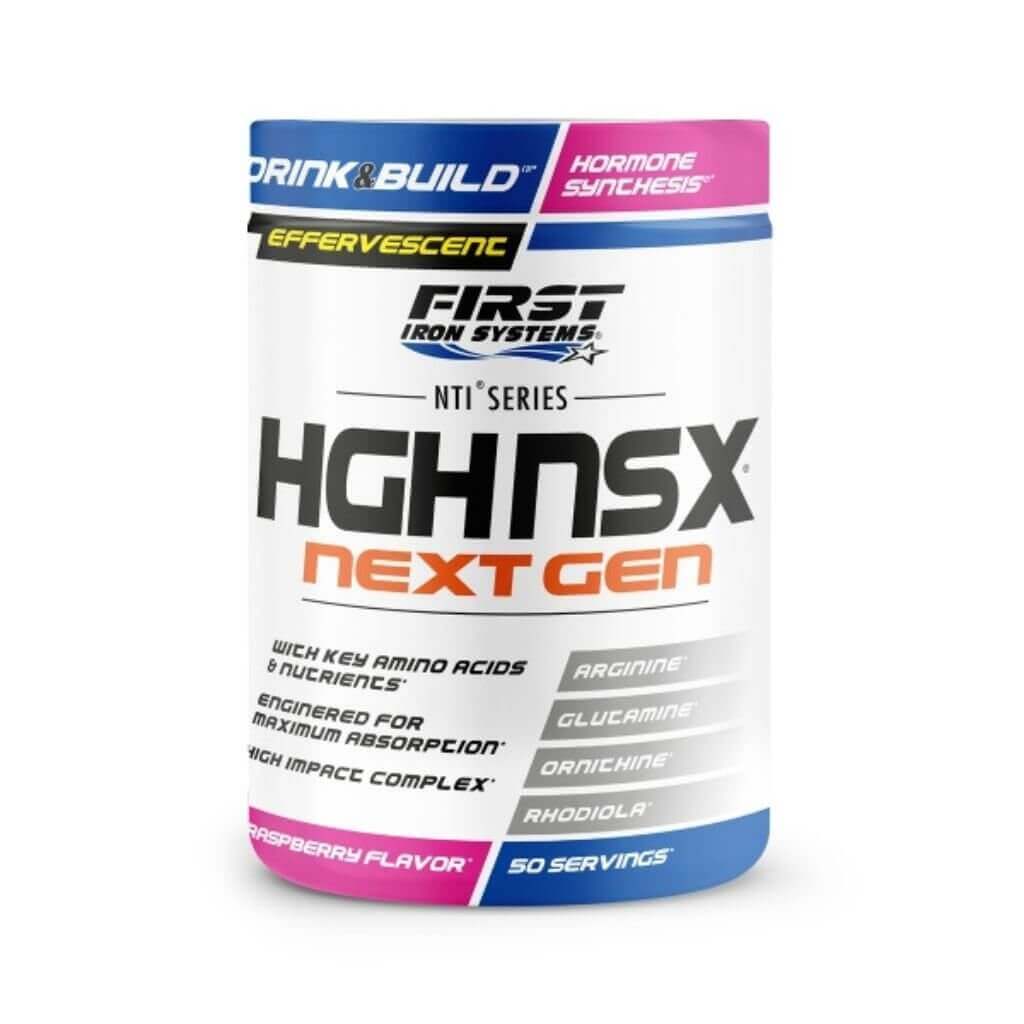 HGH NSX Next Gen - First Iron Systems | Complément alimentaire effervescent pour optimiser la production hormonale, améliorer la récupération musculaire et soutenir les performances physiques et mentales.