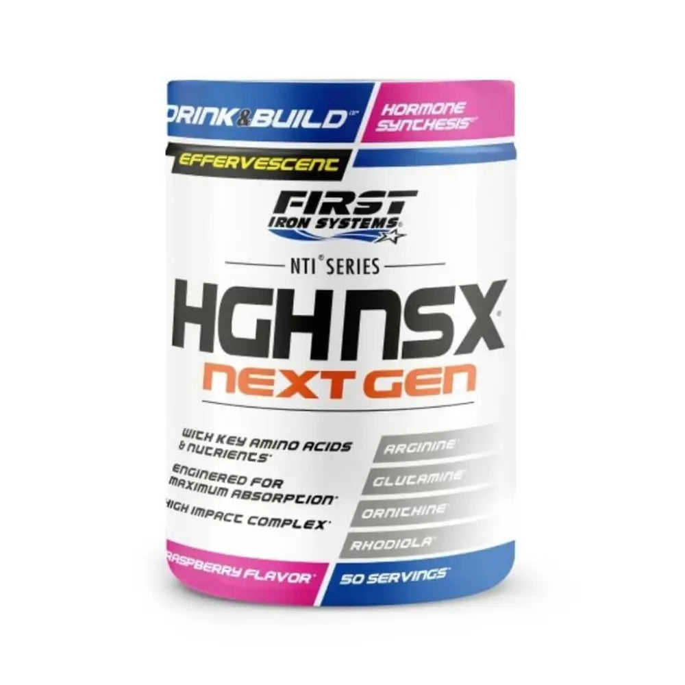 HGH NSX Next Gen - First Iron Systems | Complément alimentaire effervescent pour optimiser la production hormonale, améliorer la récupération musculaire et soutenir les performances physiques et mentales.