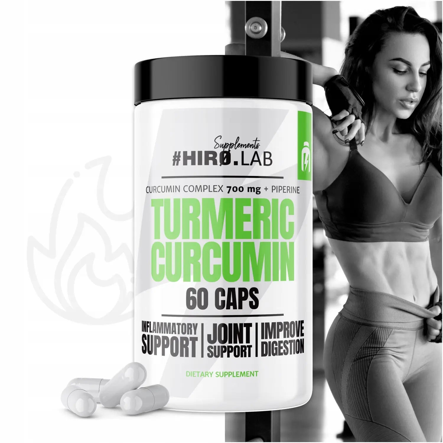 Turmeric Curcumin Hiro Lab - Capsules végétales enrichies en pipérine pour absorption optimale