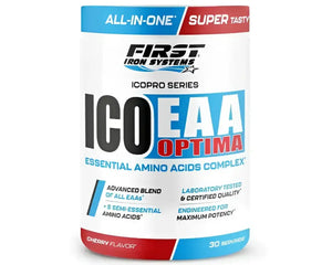 ICO EAA Optima Saveur Cerise - First Iron Systems | Complexe d'acides aminés essentiels avec BCAA, L-Glutamine et L-Citrulline pour une récupération musculaire rapide et une performance optimale