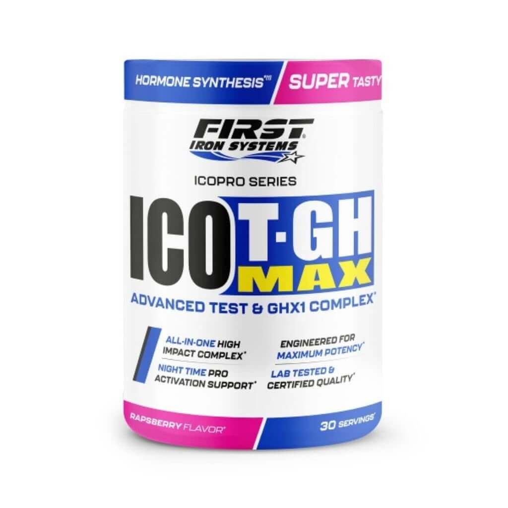 ICO T-GH MAX - First Iron Systems | Complément alimentaire optimisant la production hormonale naturelle pour la croissance musculaire et la récupération.