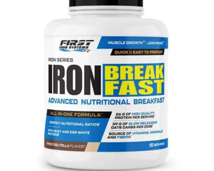 Iron Breakfast Saveur Chocolat Delitella - First Iron Systems | Petit-déjeuner complet et équilibré, riche en protéines, fibres et vitamines pour une énergie durable.
