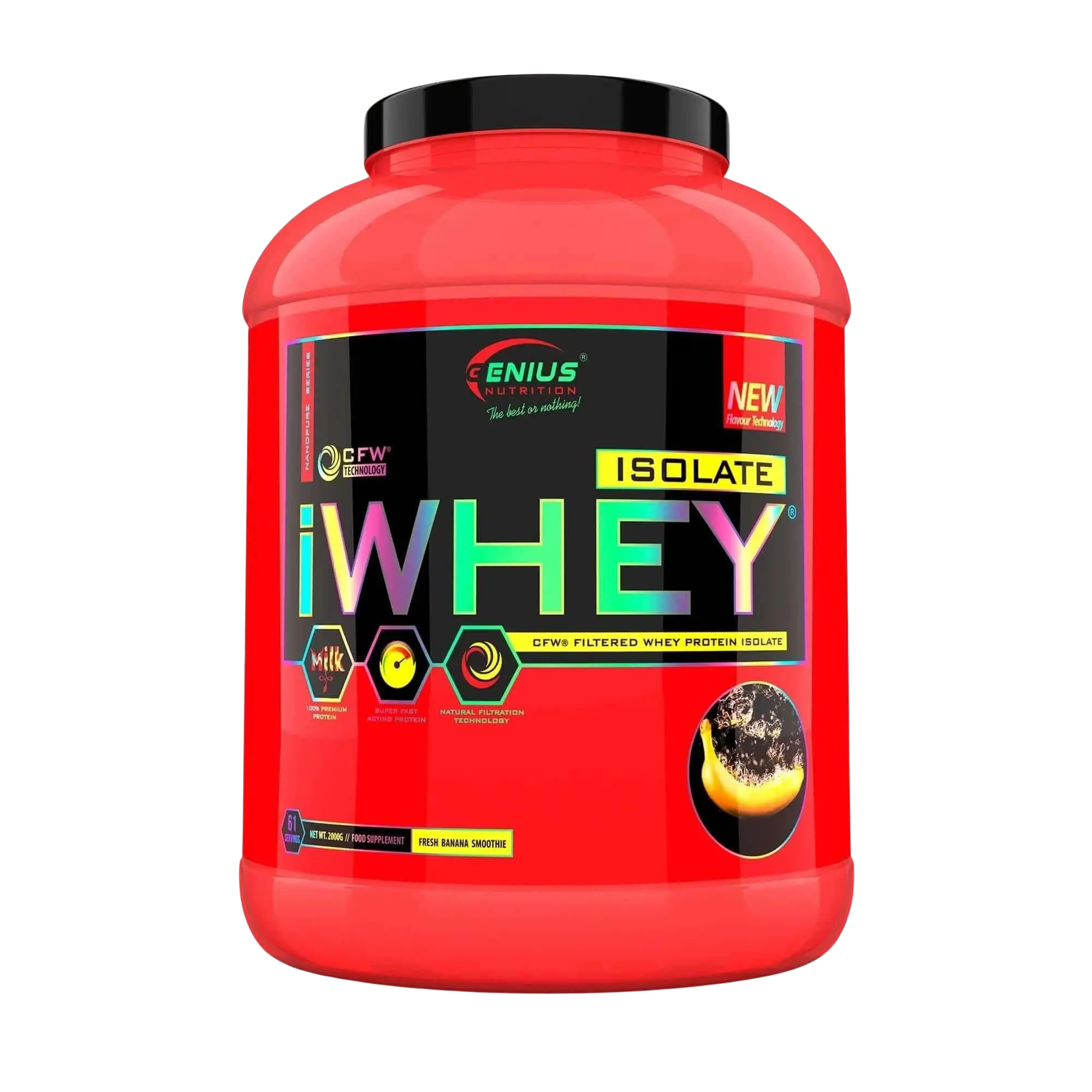 whey iwhey isolate protein Smoothie à la banane fraîche 2000g genius nutrition