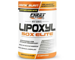 LIPOXYL 50X ELITE Parfum Orange - Brûleur de graisse thermogénique puissant, favorisant la perte de poids et la définition musculaire, avec caféine, L-Carnitine et extraits de plantes.