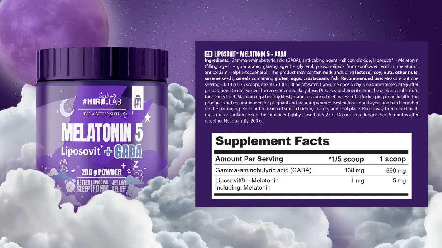 composition melatonine hiro lab gaba liposovit dosage sommeil complément
