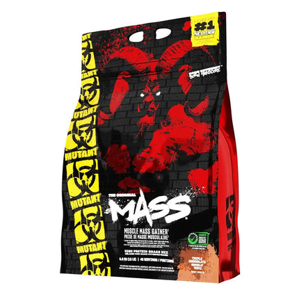 Photo du sac Mutant Mass Gainer 6800g avec valeurs nutritionnelles, contient également
