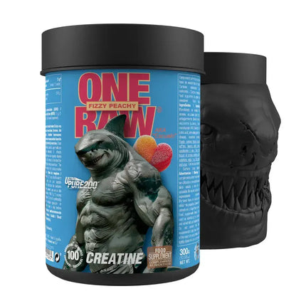Creatine One Raw® avec mascotte de requin pour performances énergétiques et récupération physique