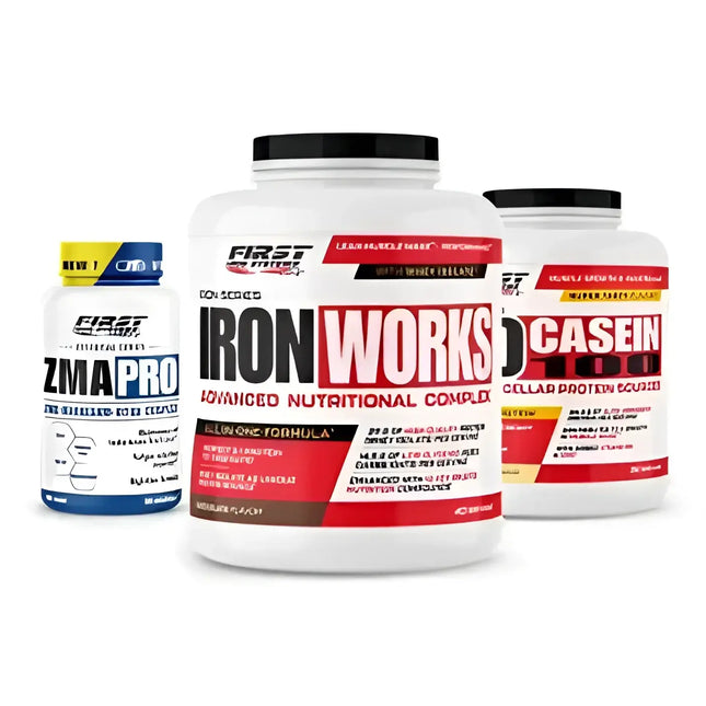 Pack Prise de Masse 2 IRON SERIES contenant 1 IRON WORKS 2200G, 1 ICO CASEIN 100 900G et 1 ZMA PRO 60 Gélules pour une croissance musculaire optimale