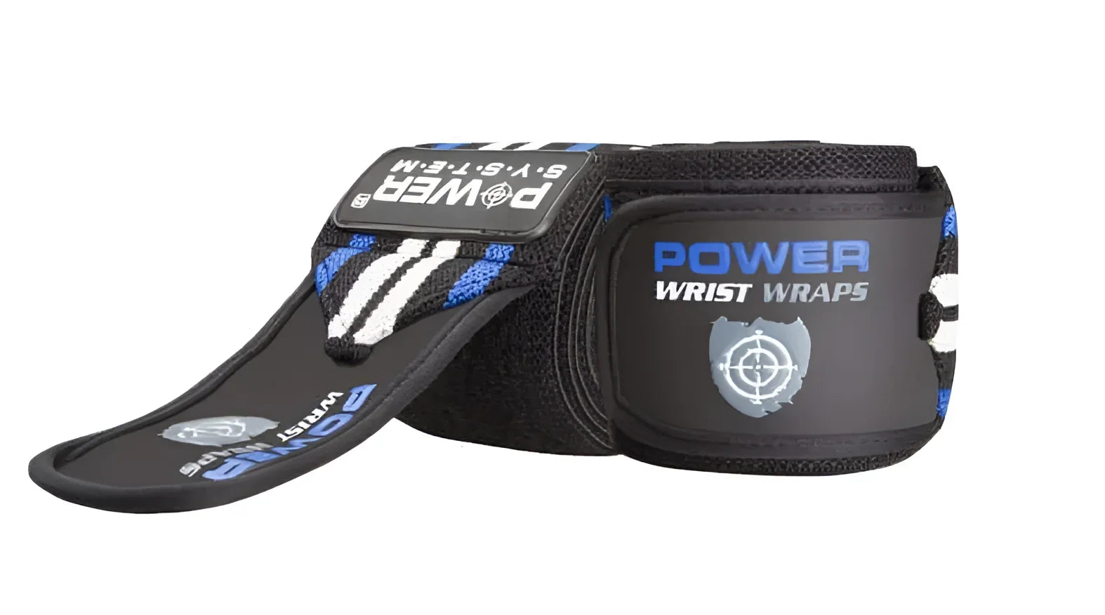 Protège-poignets - Wrist Wraps - 45 Cm - Noir / Blanc / Bleu