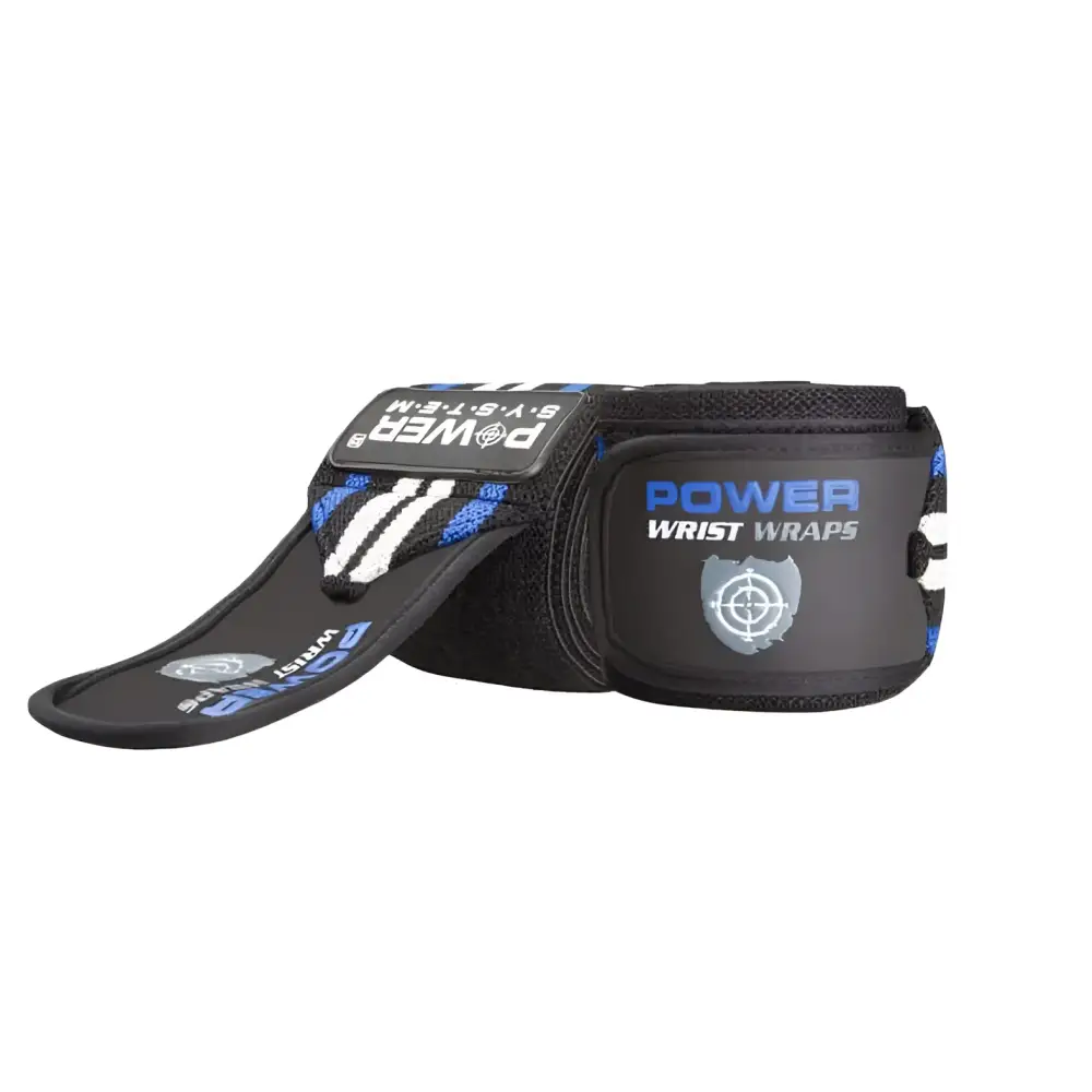 Protège-poignets - Wrist Wraps - 45 Cm - Noir / Blanc / Bleu