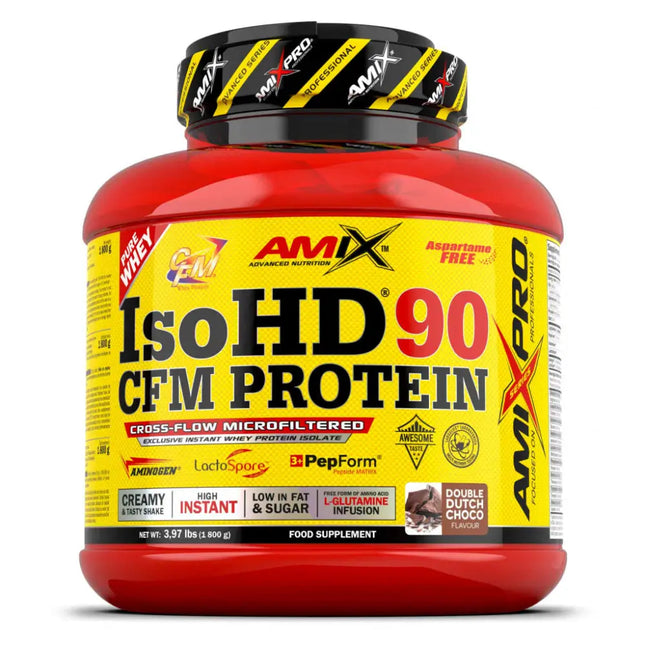 Pot de protéine ISO HD 90 CFM Amix™ avec enzymes digestives et teneur protéique élevée