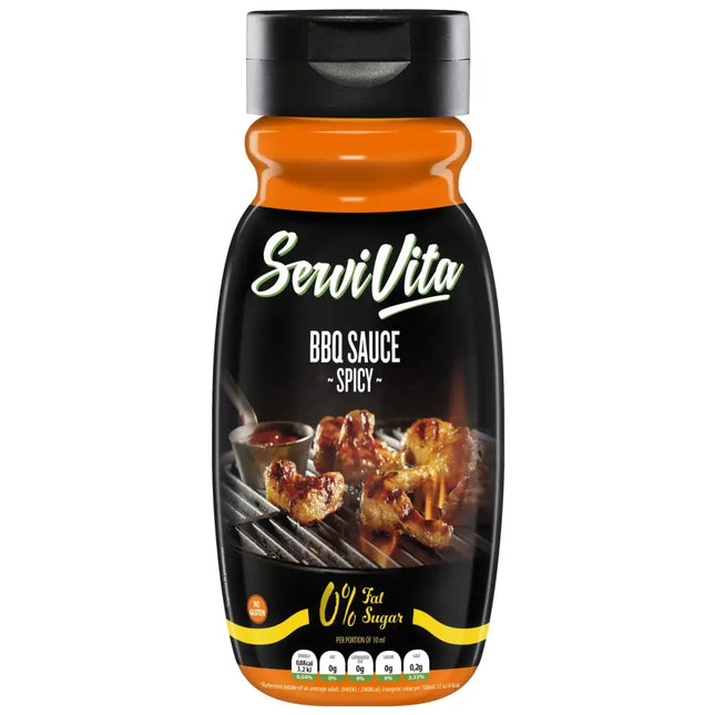 Sauce Zéro 320 ml Barbecue Épicé Servivita – sauce sans sucre ni graisses, goût barbecue fumé et piquant, faible calories
