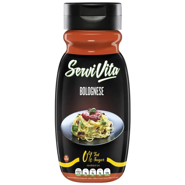 Sauce Zéro 320 ml Bolognese Servivita – sauce bolognaise sans sucre ni graisses, goût tomate riche, faible calories