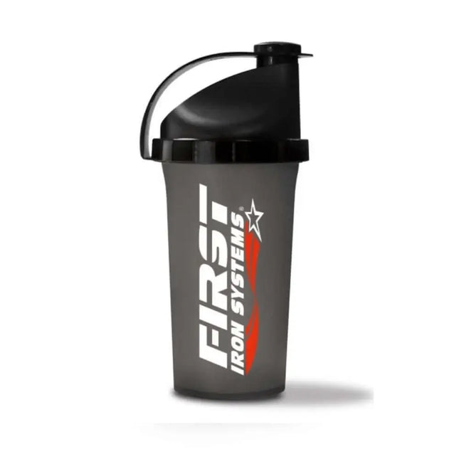 Shaker First Iron Systems - 500 ml, plastique sans BPA, mélange homogène, idéal pour protéines et BCAA.
