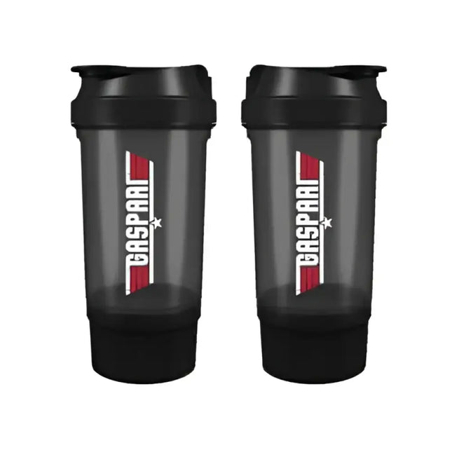 Shaker Gaspari Nutrition Black Military - design moderne, fonctionnel, avec compartiment intégré, idéal pour les sportifs exigeants.