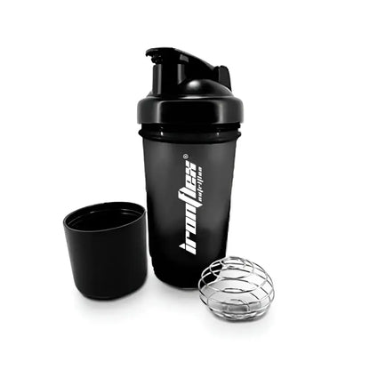 Shaker IronFlex Premium 500 ml - coloris noir - robuste, avec ressort métallique, idéal pour mélanger des boissons protéinées.
