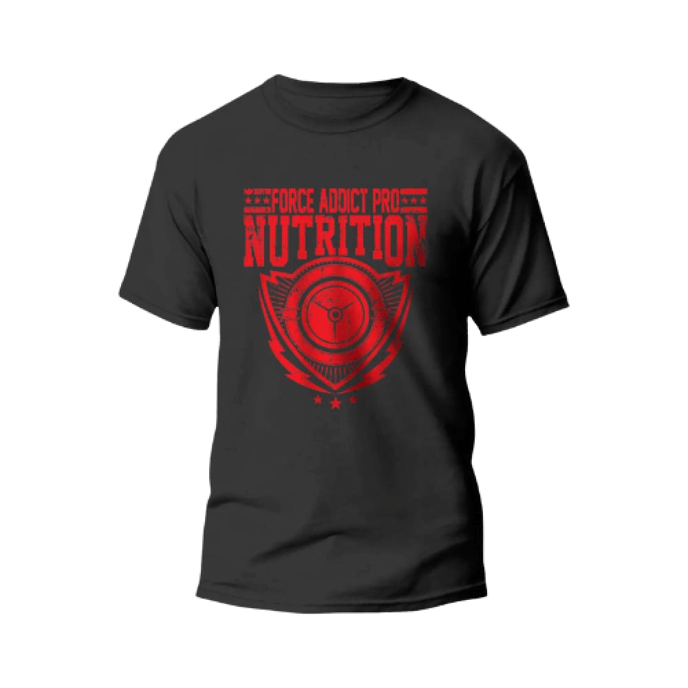 Force Addict Pro T-SHIRTS S T-Shirt Noir Force Addict Pro Serie Shield Impression Rouge