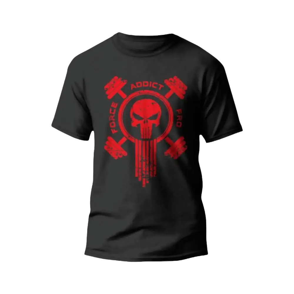 Force Addict Pro T-SHIRTS S T-Shirt Noir Force Addict Pro Serie Skull Impression Rouge