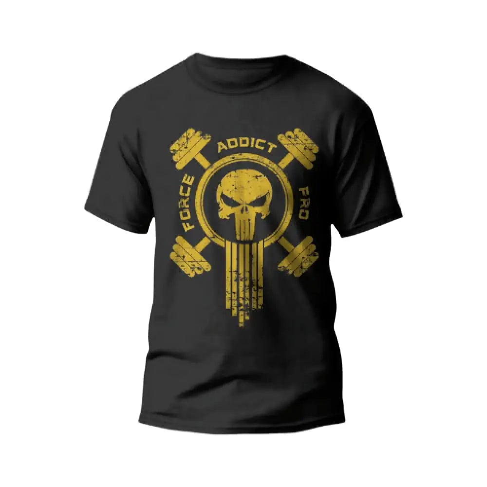 Force Addict Pro T-SHIRTS S T-Shirt Noir Force Addict Pro Serie Skull Impression Gold