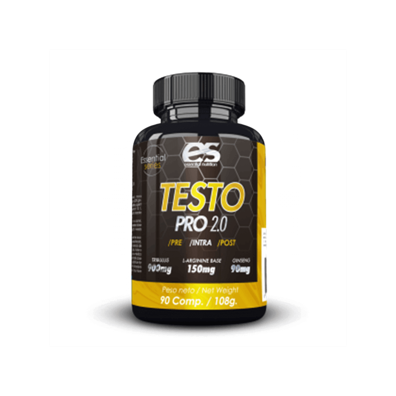 Boîte de Testo Pro 2.0 - 90 caps ESSENTIAL NUTRITION , supplément de testostérone pour optimiser la performance d'entraînement et la croissance musculaire