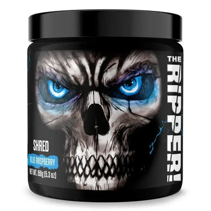 Pot The Ripper JNX Sports 150 g, saveur Blue Raspberry, design tête de mort aux yeux bleus