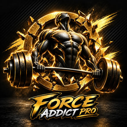 Athlète et barre noir et or pour transformation premium 8 à 12 semaines - Force Addict Pro