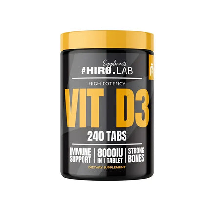 Complément Vitamine D3 8000 IU Hiro Lab - 240 comprimés pour l’immunité et la santé osseuse