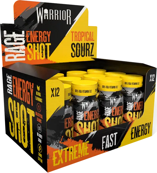 Warrior Rage Energy Shot 60ml saveur Tropical Sourz - Booster pré-workout puissant avec caféine et bêta-alanine