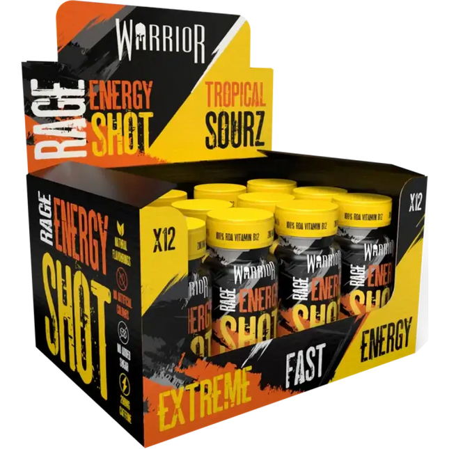 Warrior Rage Energy Shot 60ml saveur Tropical Sourz - Booster pré-workout puissant avec caféine et bêta-alanine