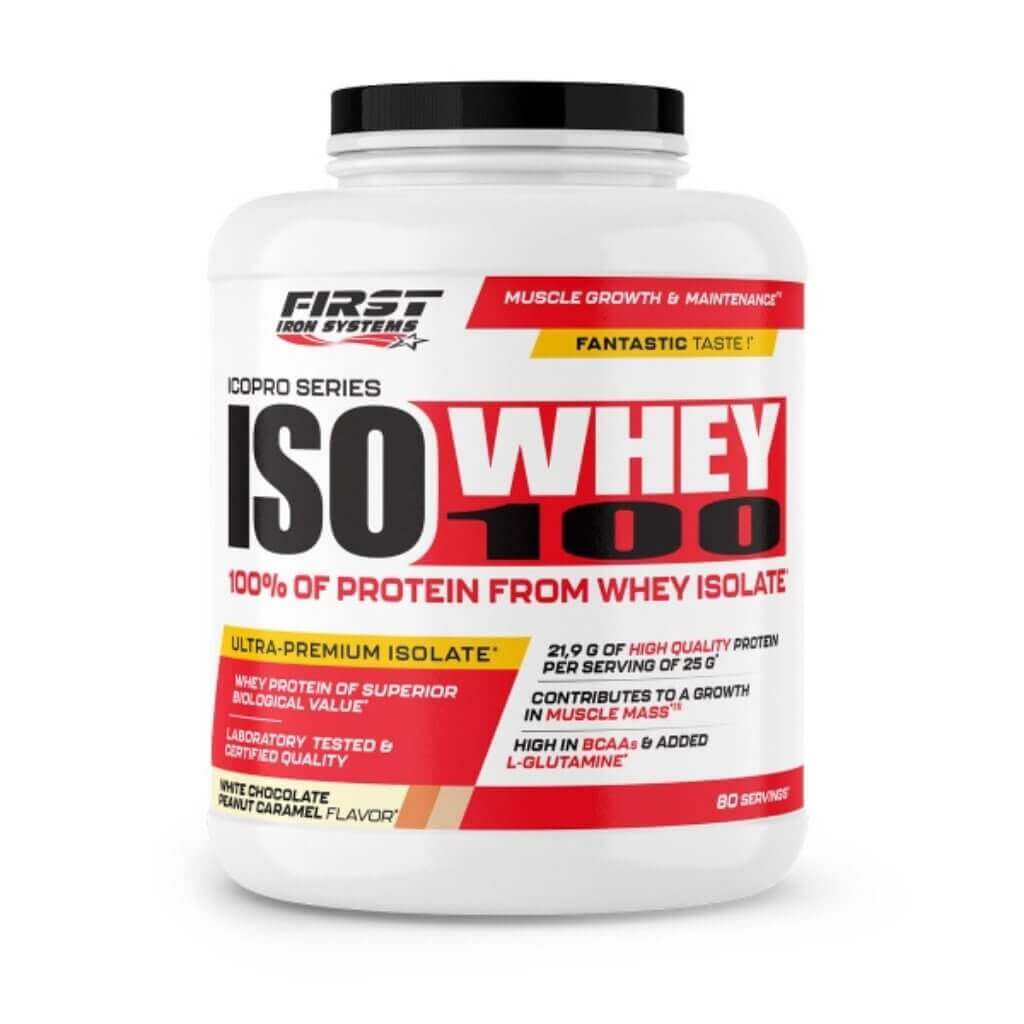 ISO WHEY 100 &quot;2000g&quot; CHOCOLAT BLANC CARAMEL CACAHUETE - FIRST IRONL  SYSTEMS - FORCE ADDICT PRO