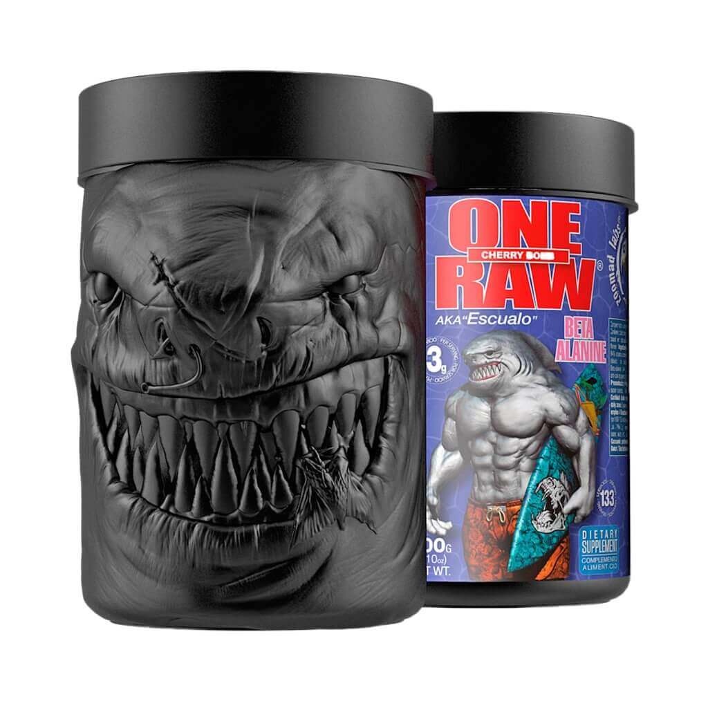 ONE RAW®. BETA-ALANINE 400g Vue étiquette, vue requin | Zoomad Labs - Force Addict Pro