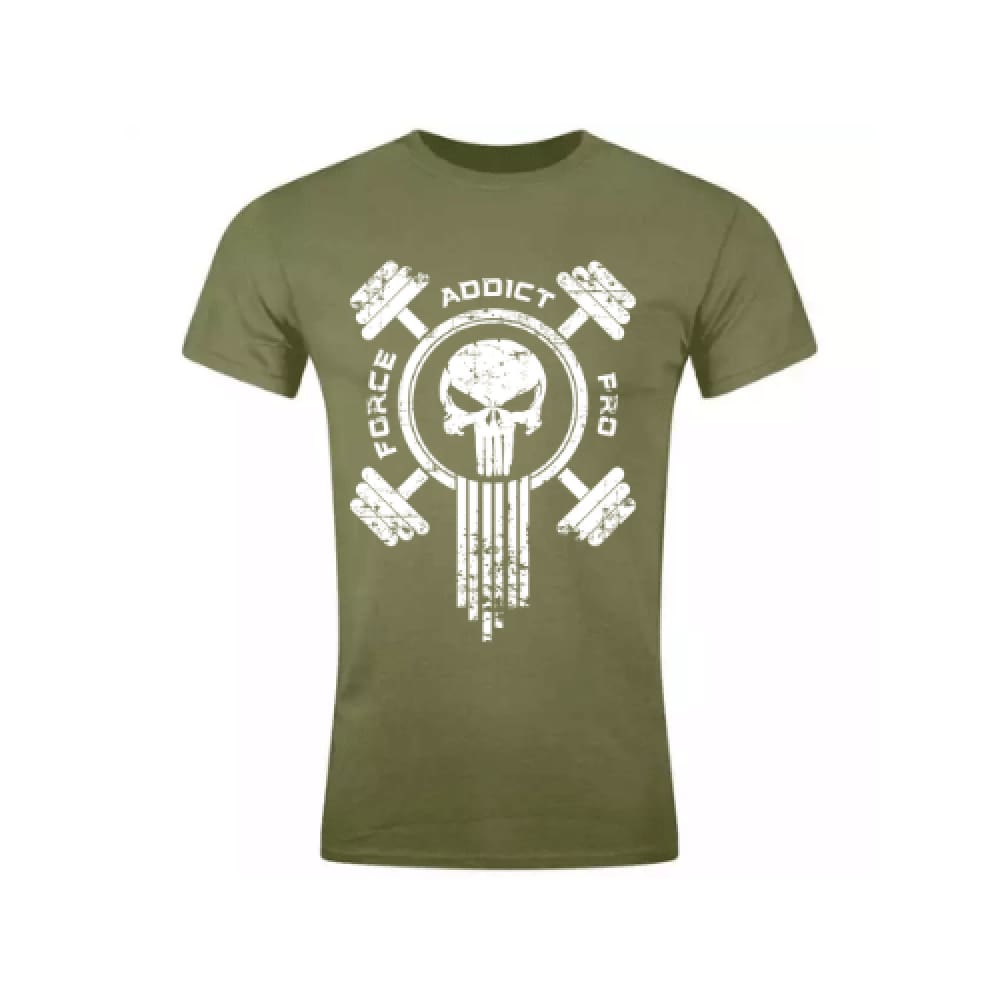 Force Addict Pro T-SHIRTS S T-Shirt ARMY Force Addict Pro Serie Skull Impression Blanc